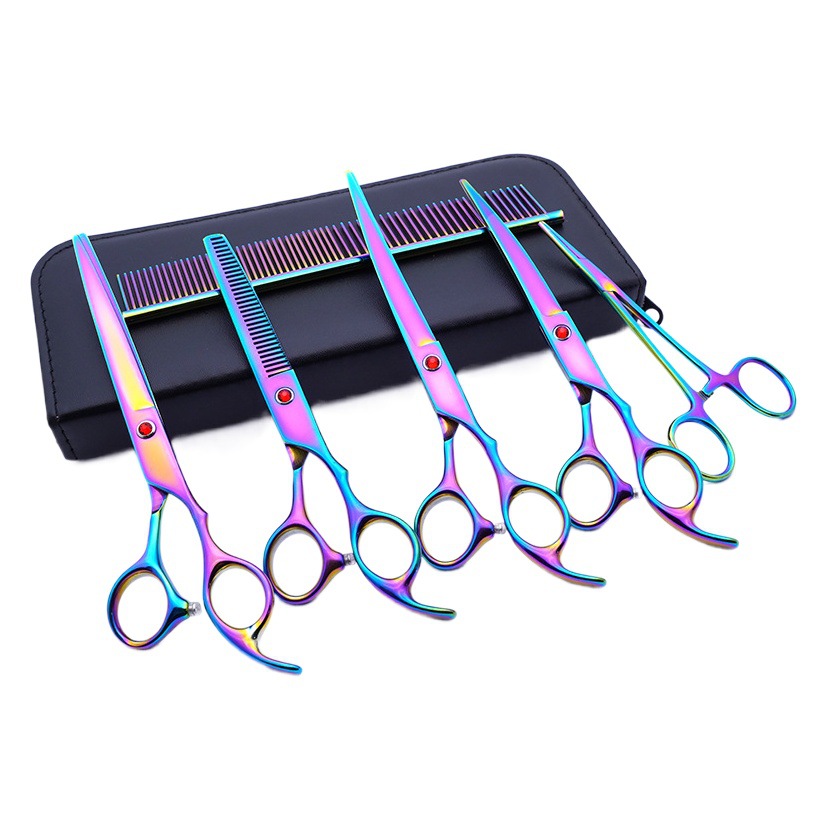 Tijeras para mascotas, herramientas profesionales de peluquería, herramienta mágica para cortar el pelo, tijeras rectas, tijeras curvas, gato, Teddy, Bichón, eliminación de pelo de perro