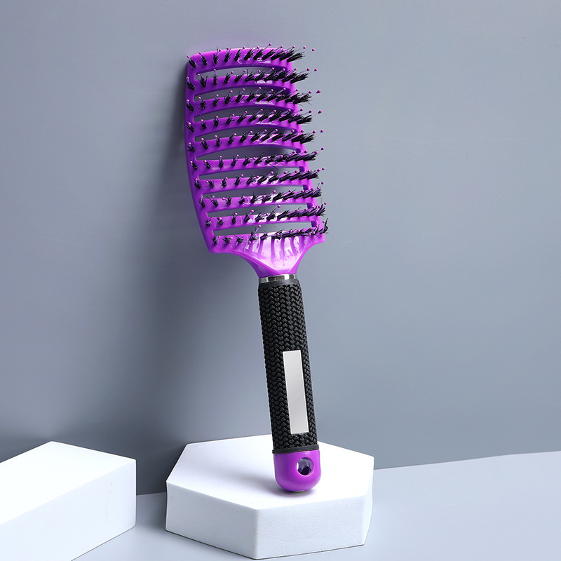 Peine curvo grande para mujer, peine de peluquería de dientes largos y anchos, peine de peinado de pelo rizado esponjoso, peine de masaje de costillas curvas de melena antiestática