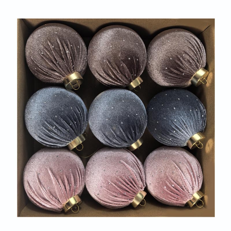 Transfronterizo 8CM set 9 lujo con taladro envuelto tela de peluche bola de Navidad árbol de Navidad bola de decoración de fiesta en casa