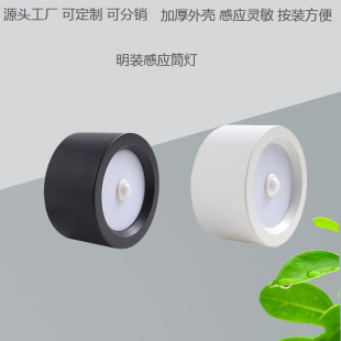 Infrared Human Body Sensor Led Surface-Mounted Downlight Corridor Aisle Hole-Free Infrared Balcony Spotlight Round