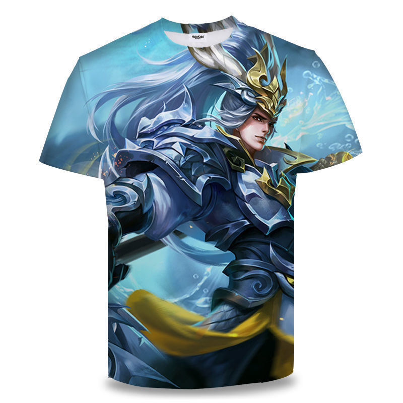 Camiseta de manga corta con estampado digital bidimensional de verano 3d verano para adolescentes y niños juego de gloria para hombres