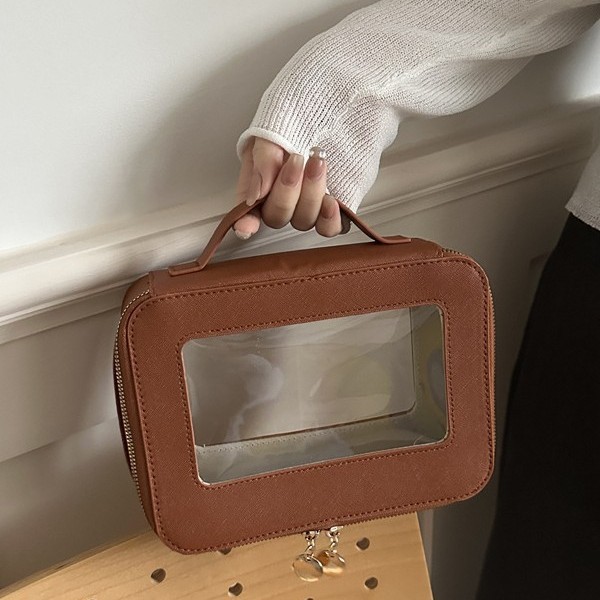 Transparent Patchwork Convenient Travel Storage Bag, Simple 2026 Pvc Stylish Large-Capacity Portable Makeup Small Square Bag
