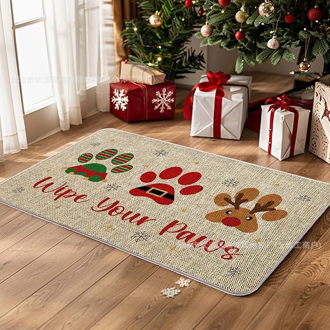 Temu Hot-Selling Christmas Entrance Door Mats for Home Use, Room and Bedroom Decoration Floor Mats with Labels, One-Piece Dropshipping