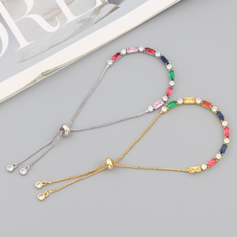 Retro Geometric Copper Bracelets Inlay Zircon Copper Bracelets