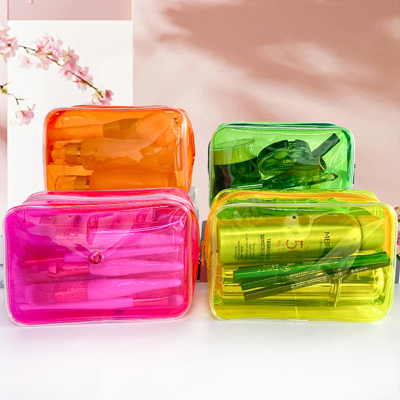 Portable Makeup Bag, Waterproof Large-Capacity Zipper Bag, Cosmetic Storage Bag, Plastic Frame Bag, Pvc Storage Bag, Portable