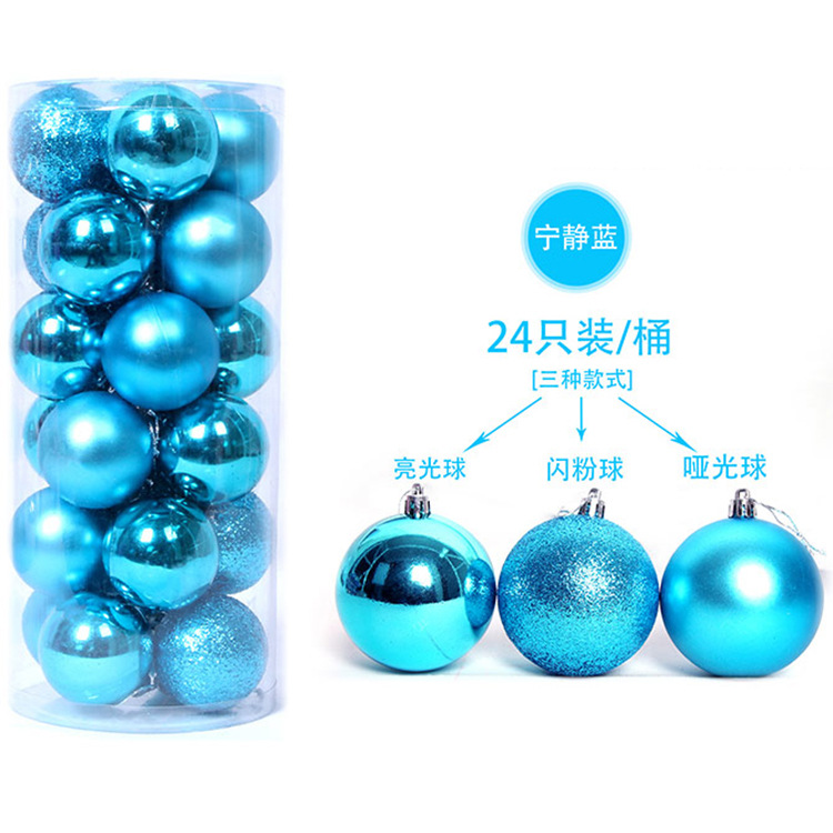 En stock suministro 24 bolas de Navidad de barril creativo bolas decorativas de Navidad bolas de plástico mate al por mayor regalos de Navidad