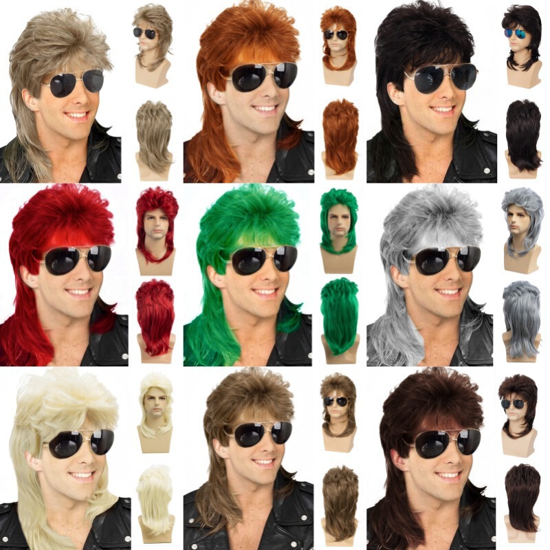 European and American Punk Heavy Metal Shawl Curly Hair Men's Wig Holiday Dress High Temperature Silk Wig Manufacturer Headgear Wholesale