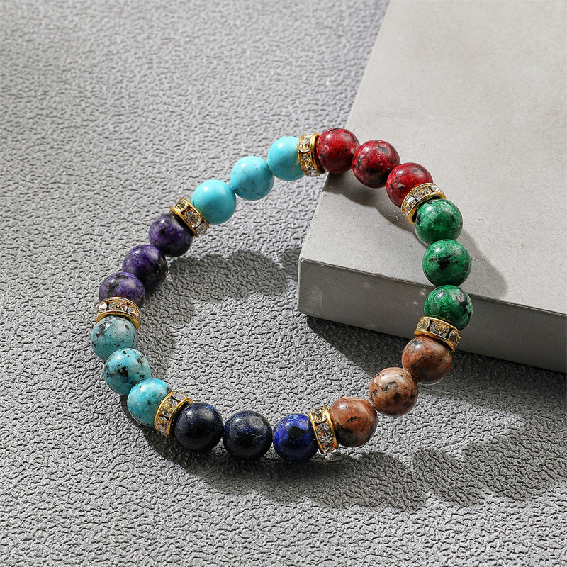 Europa y América transfronteriza AliExpress colorido ágata pulsera de cuentas de piedra Bohemia mujer hombre mapa pulsera de piedra