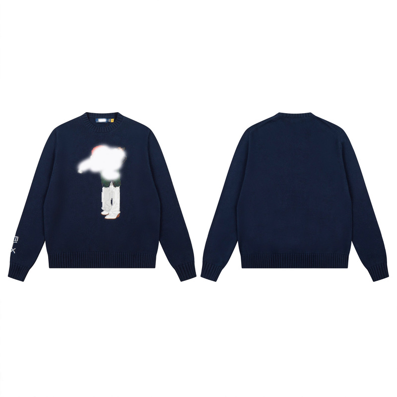 Top Version Rl Raff Heavy Industry Bear Golf Knitted Crew Neck Sweater Couple Autumn and Winter Base Sweatshirt Scanable