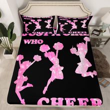 啦啦队花球舞蹈女孩现代床笠三件套数码印花跨境床笠床上用品套装