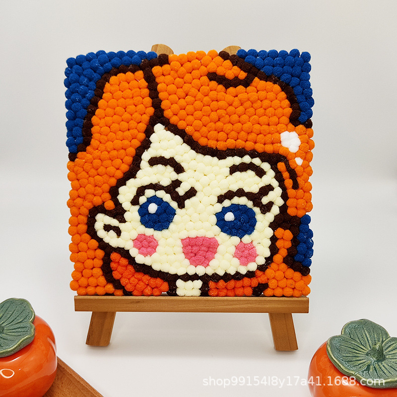 DIY ヘアボール絵画手作り材料パッケージクリエイティブ子供の漫画アニメーション装飾絵画ステッカー絵画屋台卸売|undefined