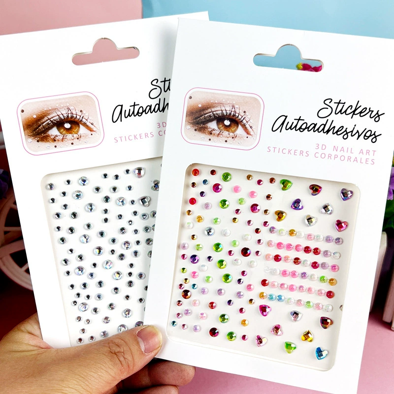 Трансграничные глаза алмаз драгоценное сердце наклейки для макияжа глаз сценические круглые самоклеящиеся трехмерные клейкие Детские AB яркая Алмазная бумага