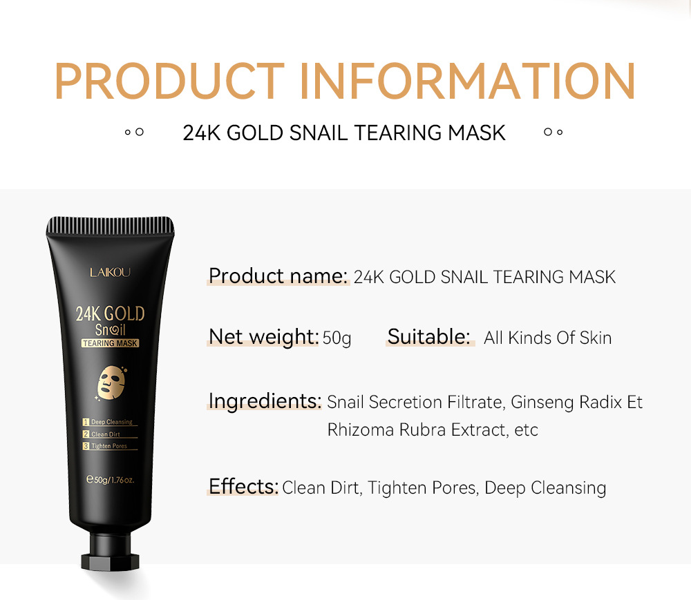 LAIKOU Gold Leaf Peel-off Mask 50g (Color box) Pore Cleansing Skin care products Cross-border supply undefined