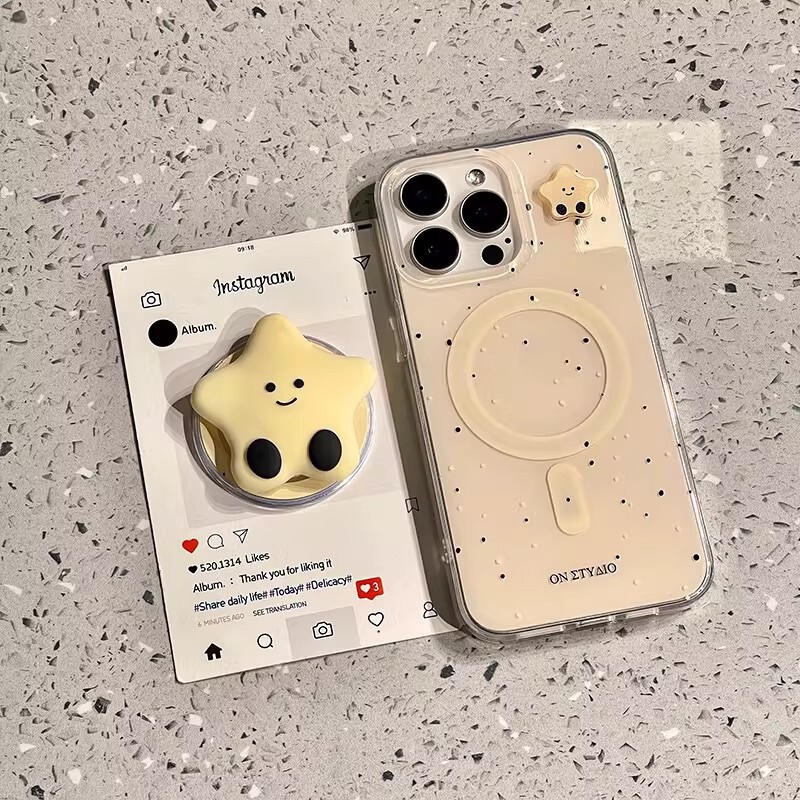Korean Ins Star Magnetic Stand Case Suitable for iPhone 17 Pro Max Phone Case Apple 16 New Model 13/14 Korean Ins Star Magnetic Stand Case Suitable for iPhone 17 Pro Max Phone Case Apple 16 New Model 13/14