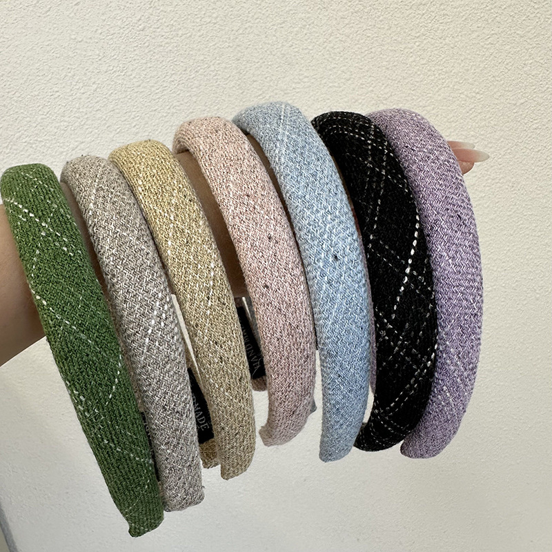 Koreanesche Stil Maon Schwamm gestreift Kappband Ins Meedchen einfach All-Match Hoeraccessoiren Kaart Internet Promi Breet Kant Héich Schädel Top Kappband_voghion.com