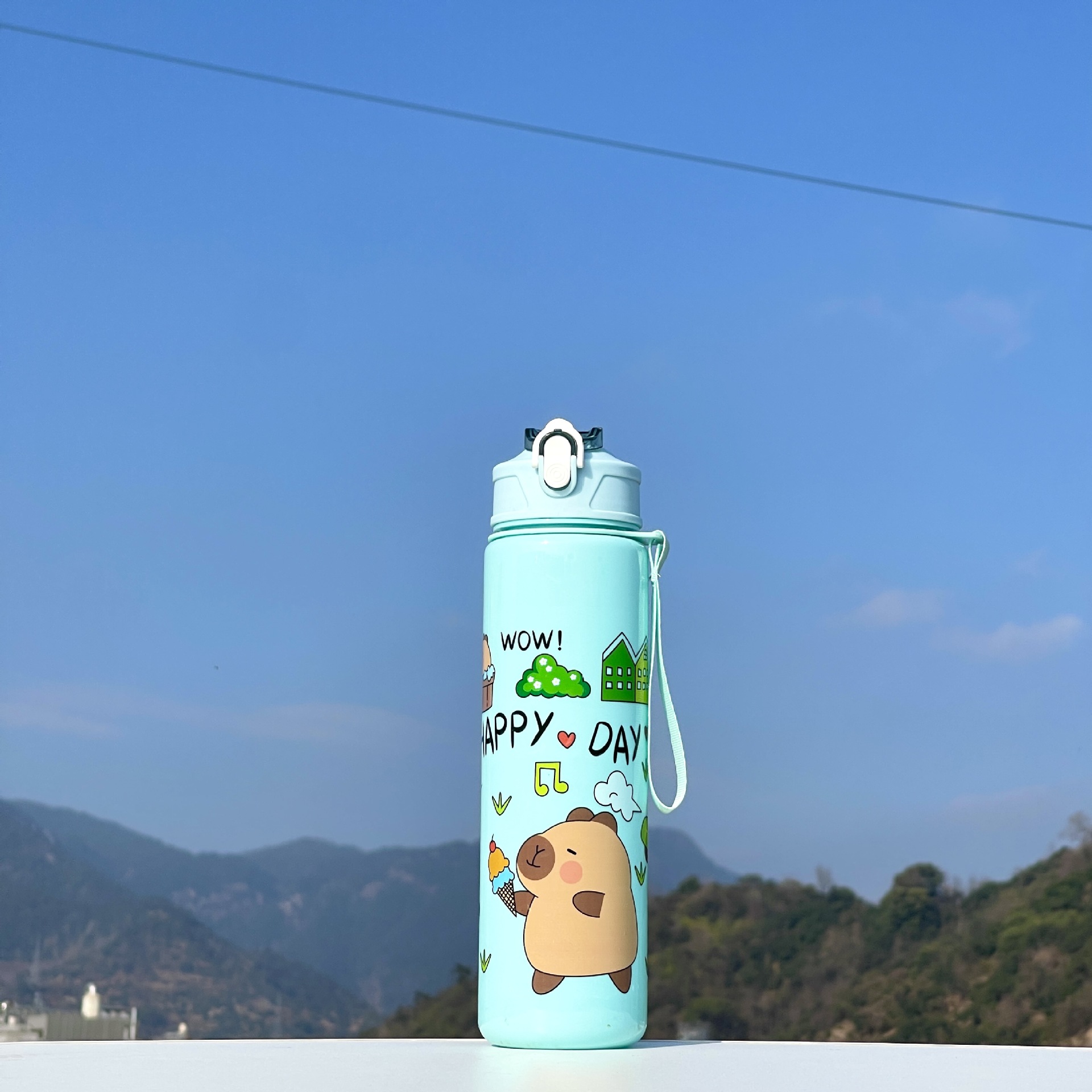 Taza de paja Kapi Barakatong con cierre Taza de mano Taza de plástico para deportes y fitness Taza de agua espacial para hombres y mujeres