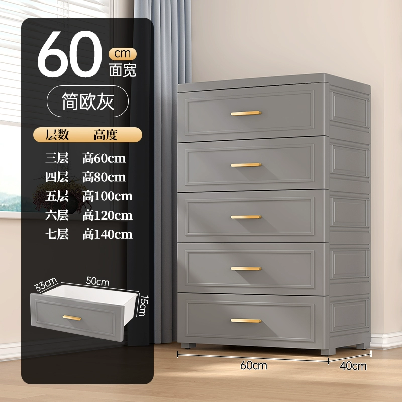 Plastic multi-layer storage cabinet, multi-width 45–75 cm, European-style drawers, 3–7 layers
