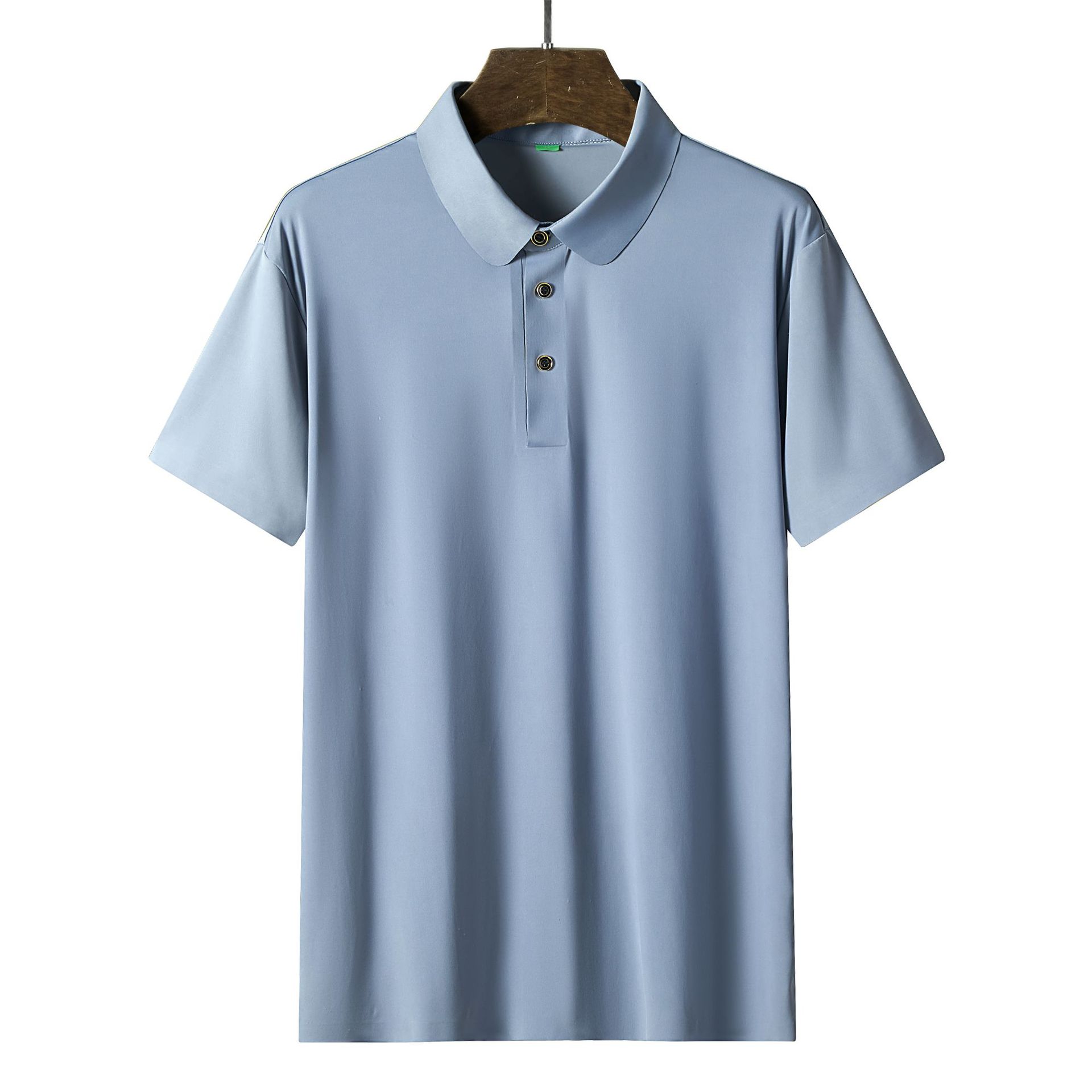 Camisa POLO de secado rápido de verano para hombre, seda de hielo, camiseta deportiva elástica y transpirable, fábrica de manga corta de gran tamaño agradable para la piel para hombre al por mayor