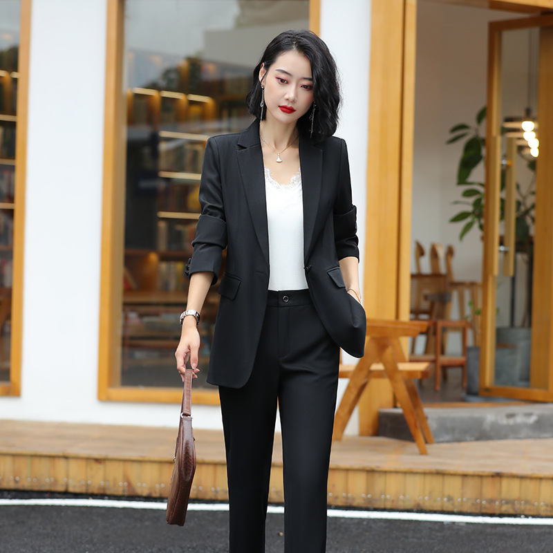 Business Suit Woman's Suit Yellow Femininity Formal Suit Work Clothes Interview Suit OL Long Sleeve Business Suit