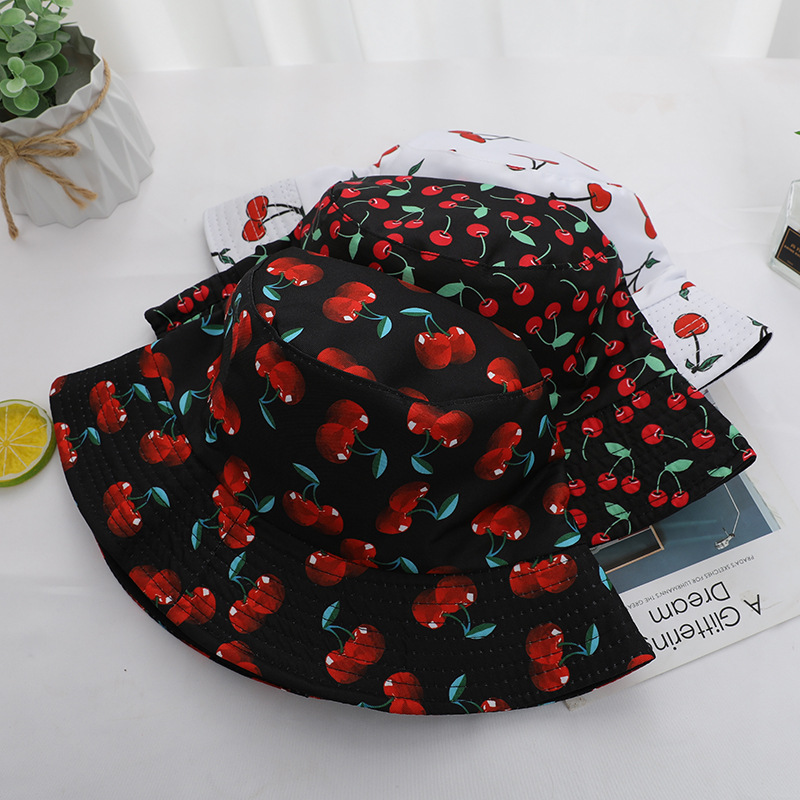 Women's Pastoral Simple Style Cherry Printing Wide Eaves Bucket Hat display picture 3