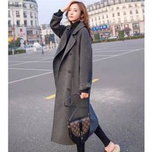 毛呢外套女中长款2025秋冬新款赫本流行长款过膝灰色加厚呢子大衣
