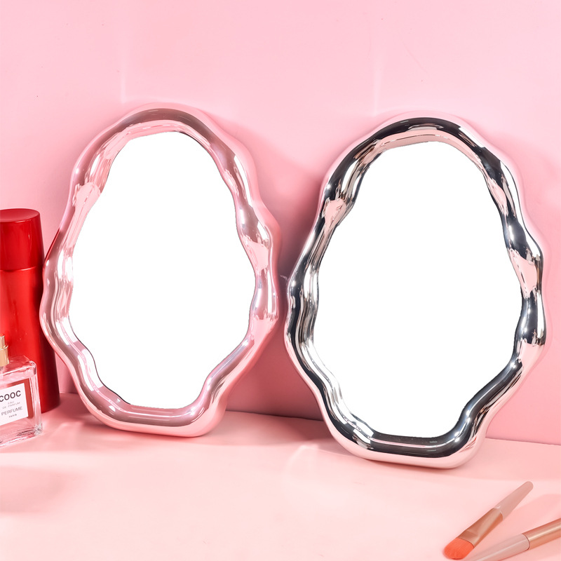 Espejo de maquillaje irregular de escritorio escritorio dormitorio de oficina dormitorio de estudiantes dormitorio espejo de vestir espejo de nube portátil