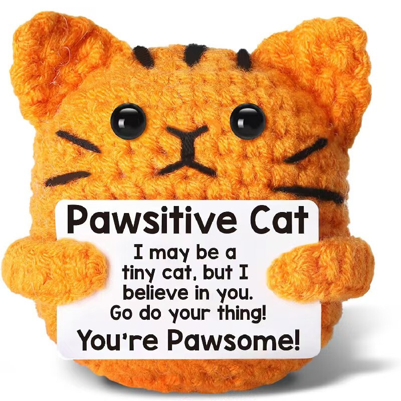 跨境亚马逊热销新品可爱Positive Crochet Cat 钩针小猫积极玩偶|undefined