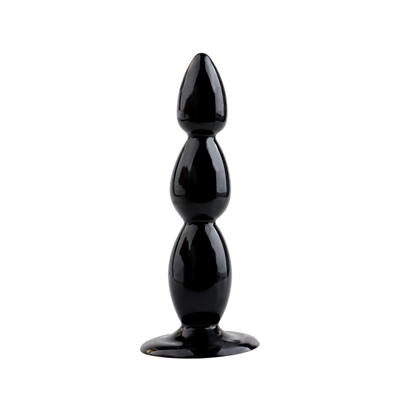Chrysanthemum Wearable Anal Beads Plug, Suction Cup Base, TPE, Triple Bead Black — detail image 4
