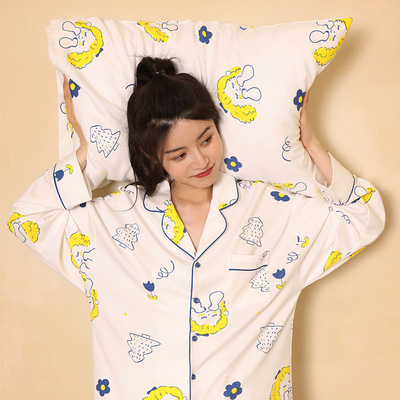 2021新款女春秋睡衣長袖全棉家居服清新可愛卡通少女套裝壹件代發