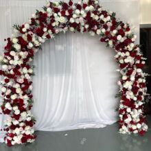 背景场景铁艺半圆形布置门型架婚礼拱门双杆拱门架子装饰仿真花拱