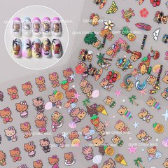 热い贩売マニキュア夏サーフリゾート风黒皮キティ猫kt猫かわいい漫画ネイルステッカー卸売