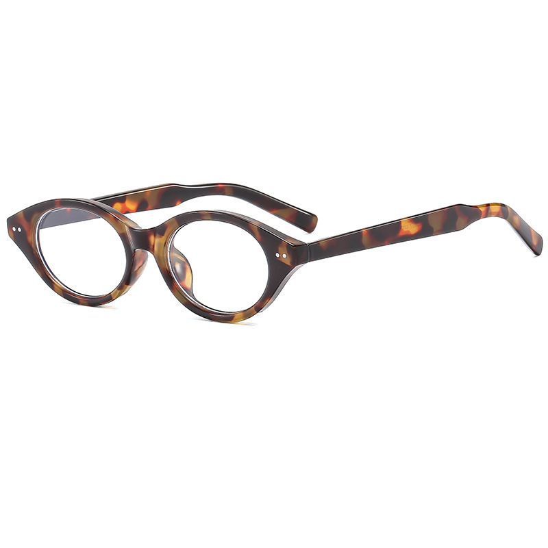 Small frame oval nerd glasses women's retro hawksbill color matching glasses glasses frame cat's eye anti-blue light flat mirror