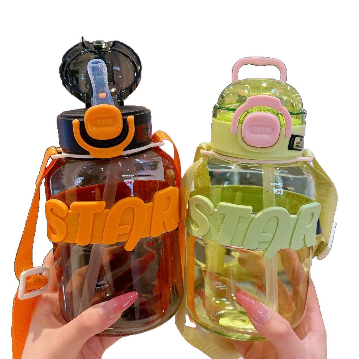 Yitong tazas de agua para niños tazas de estómago de estudiantes tazas de plástico de gran capacidad tazas de paja de estómago de verano nuevas botellas portátiles