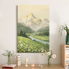 日照金山北歐風玄關裝飾畫清新風景客廳背景牆壁畫山水茶室掛畫