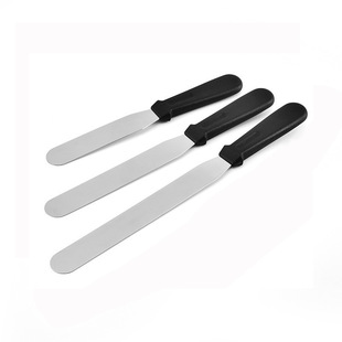 Aimanyu Black Handle Stainless Steel Straight Kissing Knife Cake Cream Spatula 6-Inch 8inch 10inch Baking Tool Curved Scraper
