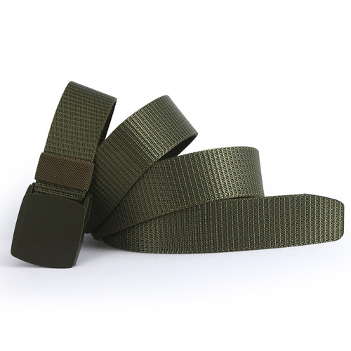 Men's and women's outdoor casual polyester canvas belt plastic rubber buckle fashion belt quick-drying military training tactical belt