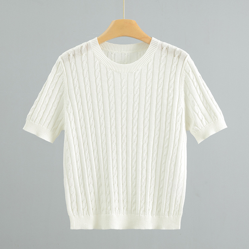 2026 New Style Ralph Lauren Old Money Style Japanese Imported Washi Yarn Round Neck Pullover Classic Cable Knit Short-Sleeve Sweater 2026 New Style Ralph Lauren Old Money Style Japanese Imported Washi Yarn Round Neck Pullover Classic Cable Knit Short-Sleeve Sweater