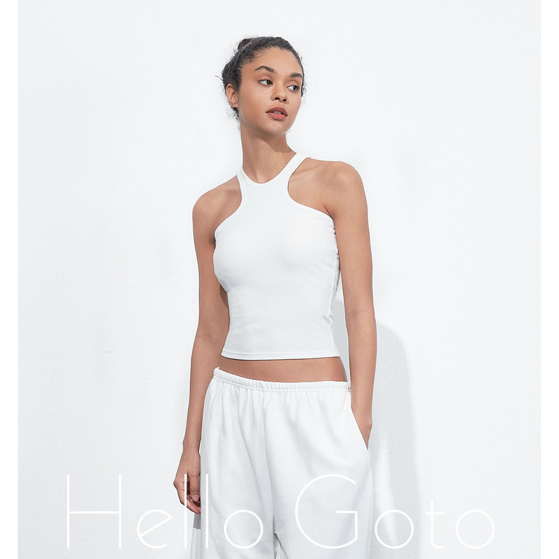 908 Design Niche Unique Upgraded Version Deep Shoulder Halter Work Back Integrated Cup European and American Sexy Fashion Vest