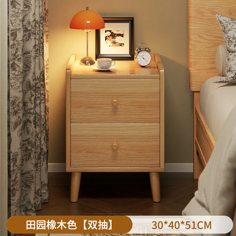 Mesa de cabecera doméstica simple dormitorio multifuncional pequeña extra estrecha al lado de la cama almacenar estante de madera sólida al lado de la cama gabinete bajo image 10