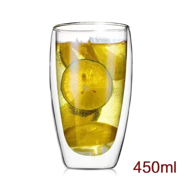 450 ml 더블 레이어 화이트 박스 유리 컵