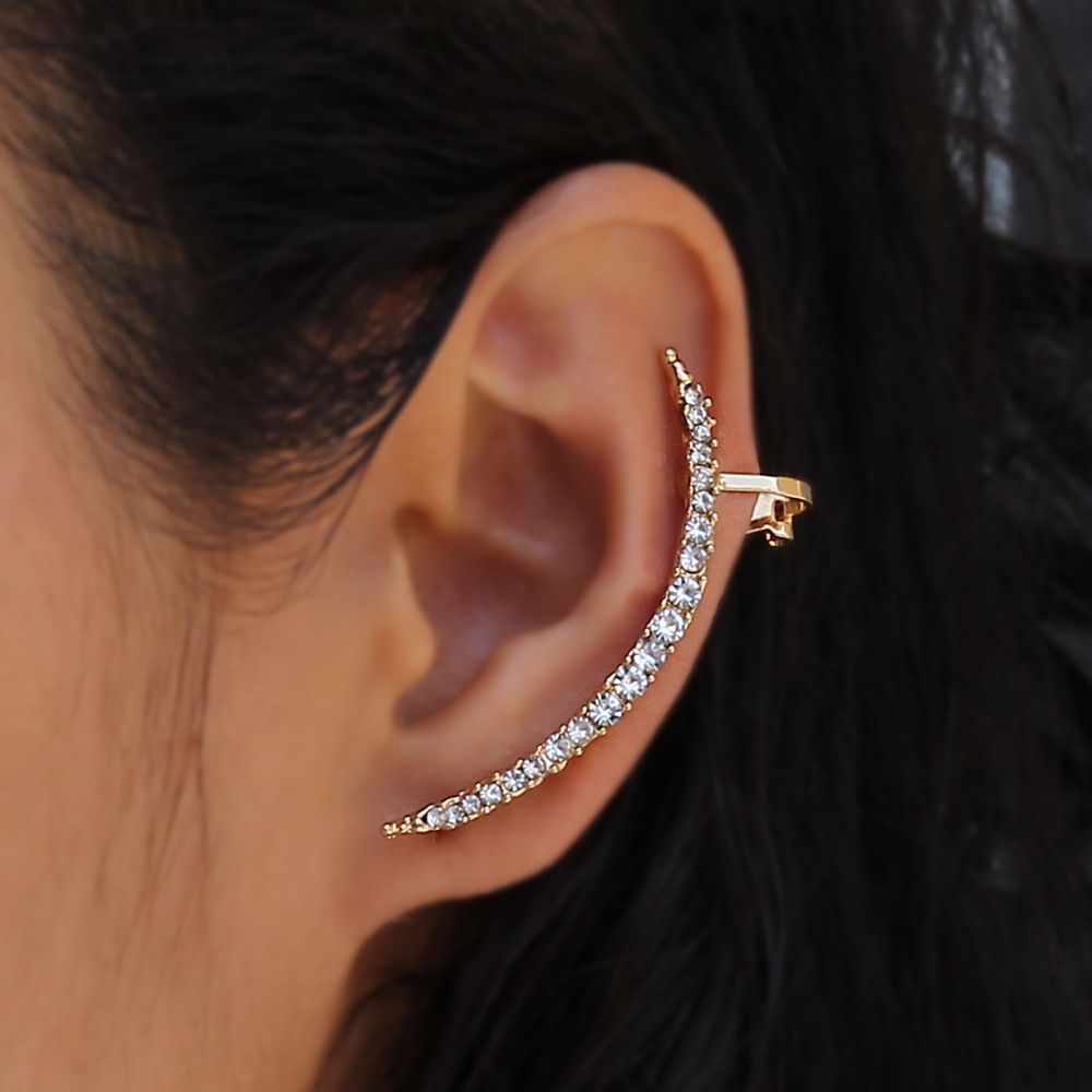 Estilo Simple Luna Aleación Embutido Diamantes De Imitación Mujeres Pinzas Para Las Orejas display picture 2