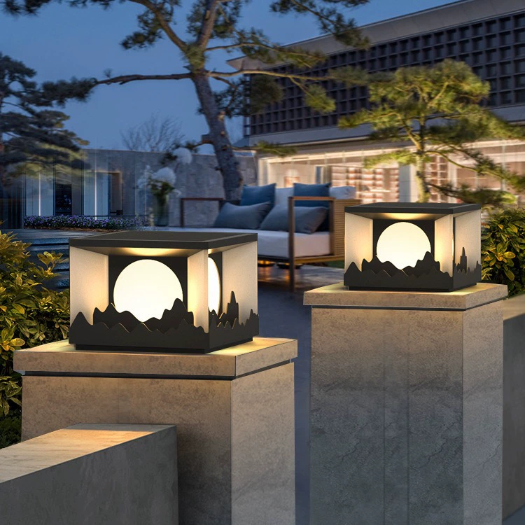 Свет для колонн виллы Новый китайский стиль настенный светильник солнечной дверной светильник