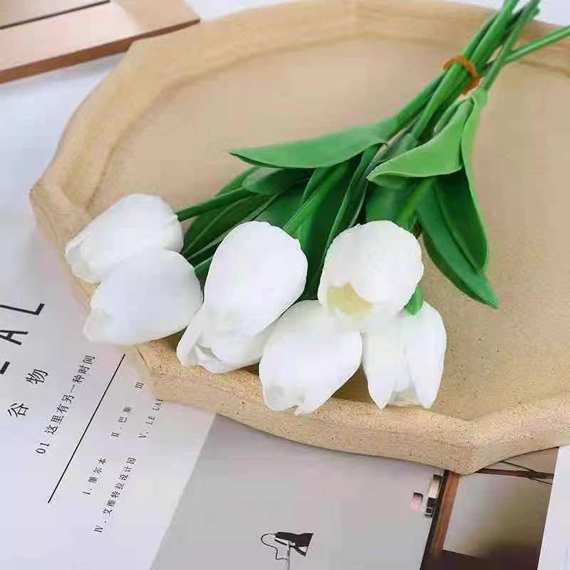 Simulated flower moisture-handled tulip home living room decoration photo prop small and fresh fake flower bedroom decoration