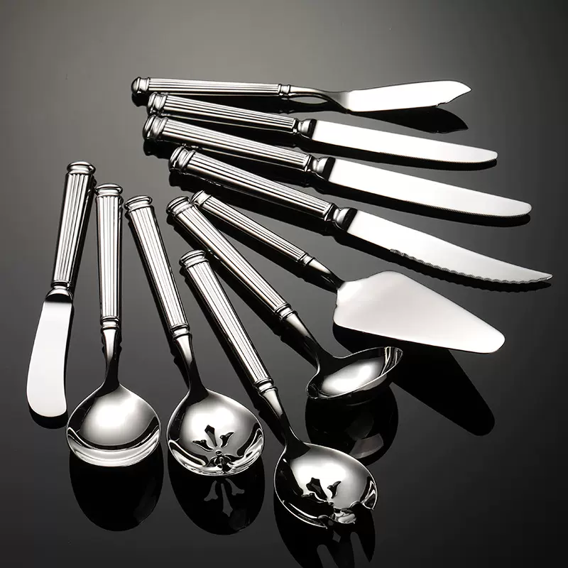 埃恩304锻打罗马柱酒店不锈钢西餐具牛排刀叉勺蛋糕铲公用勺奶油