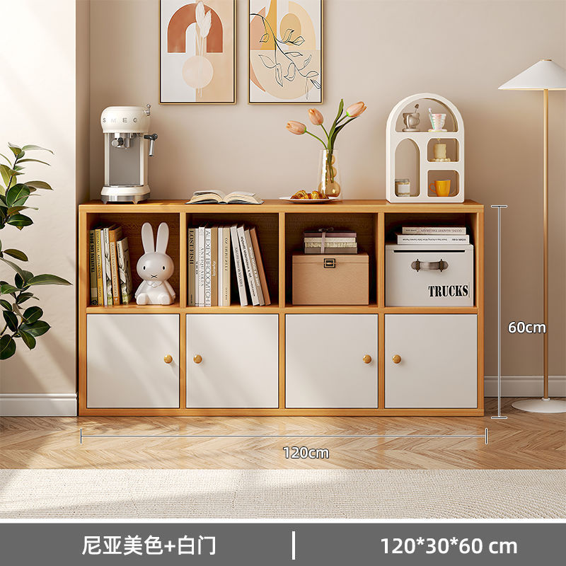 【eight-compartment cabinet with doors】120*30 - faux wood finish