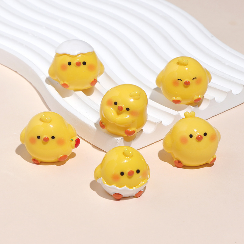 立体黄色小鸡园艺DIY装饰树脂公仔diy车载桌面装饰摆件钥匙扣挂件|undefined