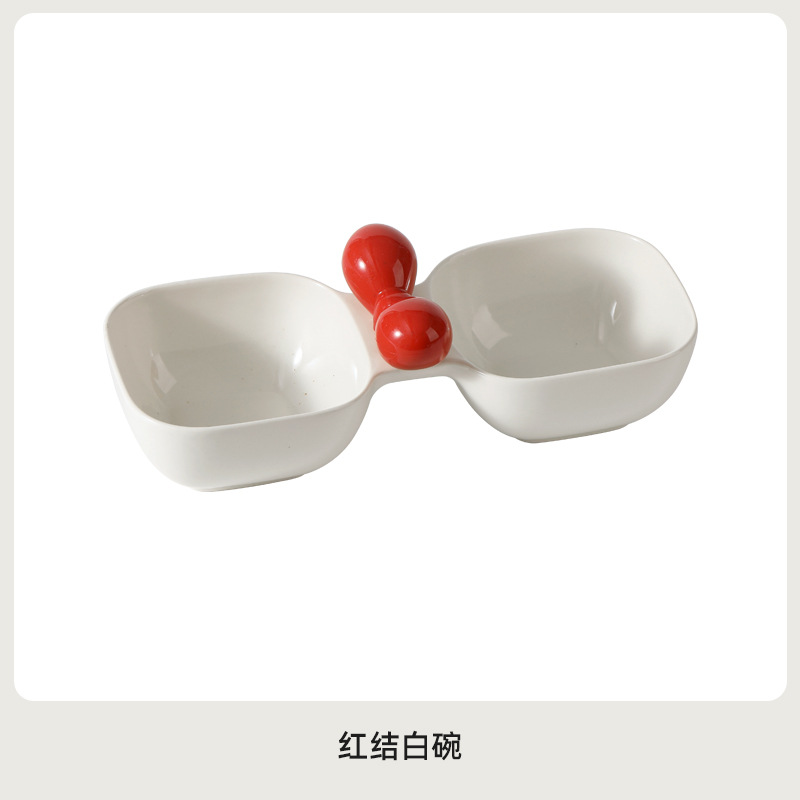 Cerámica cachorro tazón para gatos tazón para gatos tazón para mascotas tazón de agua tazón para bocadillos enlatados tazón doble en uno