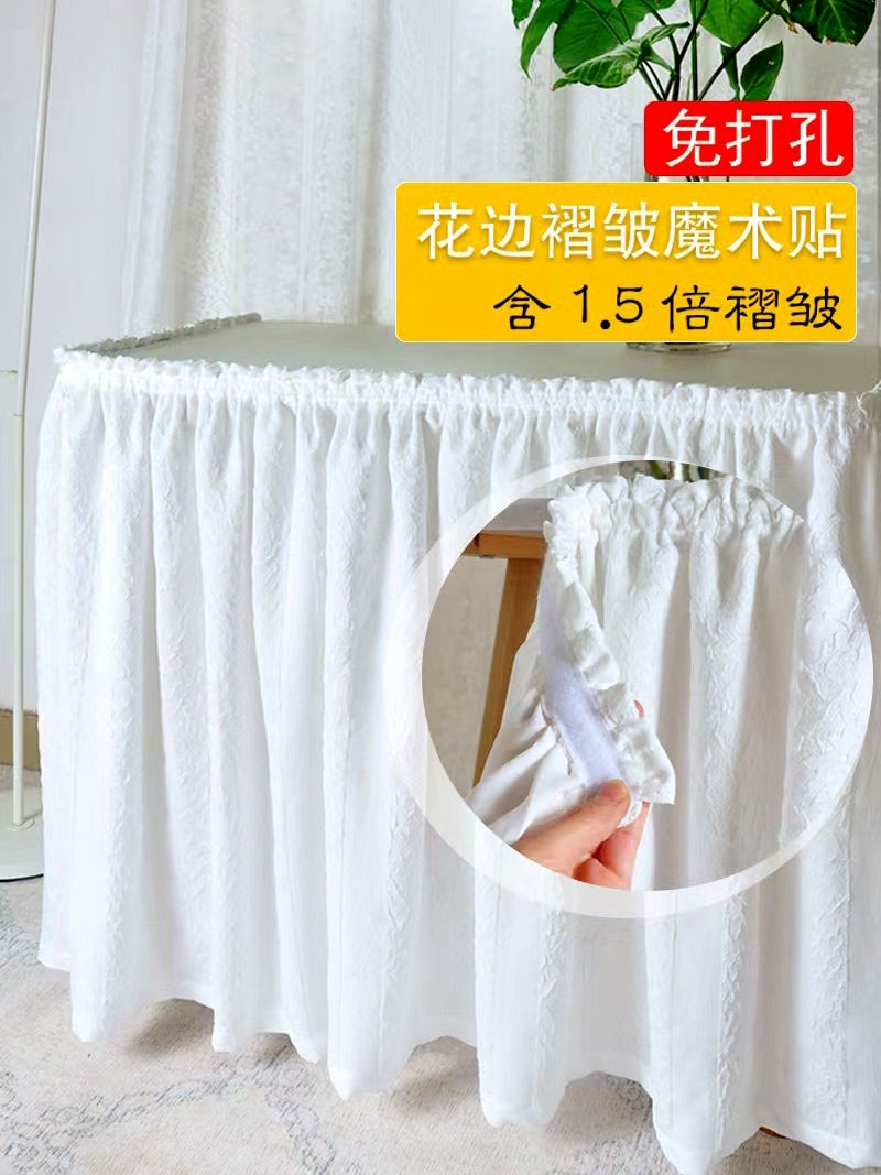 American-style curtain dust-proof Velcro white lace cabinet small half curtain short curtain self-adhesive kitchen door curtain self-adhesive