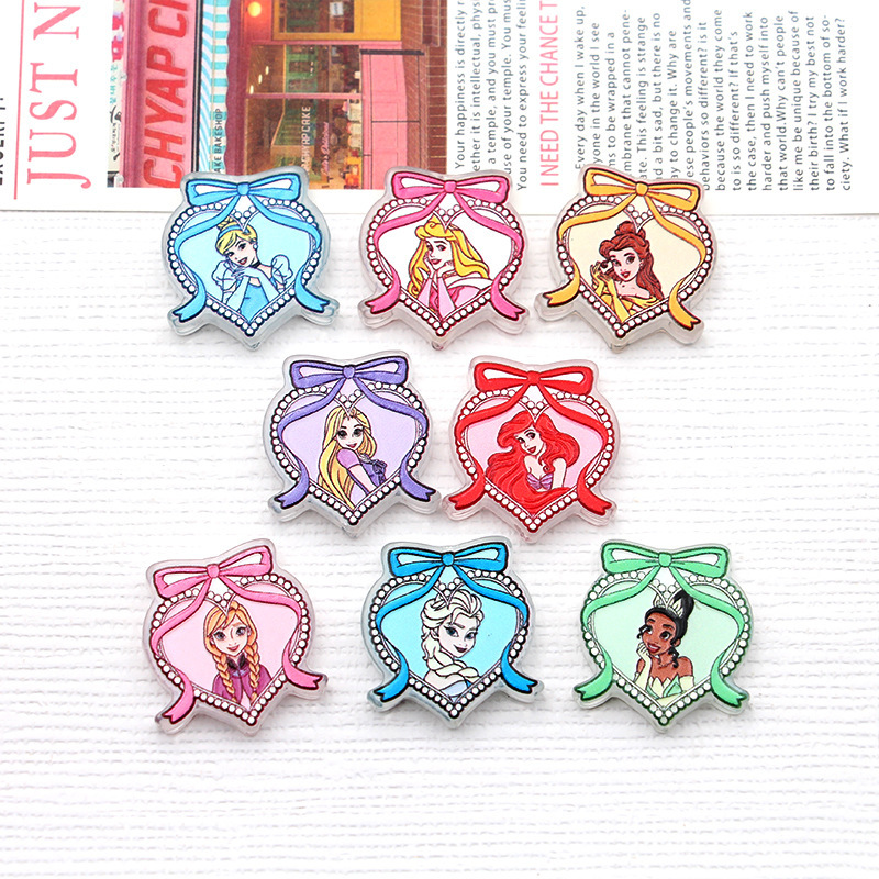 Acrylic String Beads with Cute Bowknots and Heart Shapes from the Princess Series for DIY Phone Case Decoration and Phone Straps Acrylic String Beads with Cute Bowknots and Heart Shapes from the Princess Series for DIY Phone Case Decoration and Phone Straps