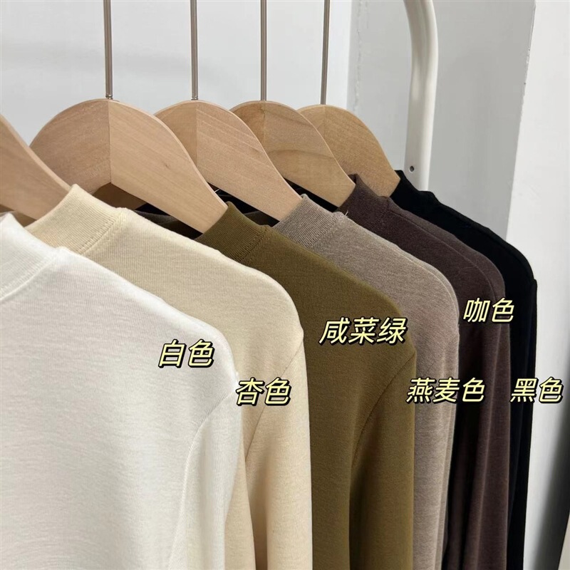 Small stand collar Sarah velvet pullover all-match early autumn long sleeve bottoming shirt T-shirt bottoming top slim Korean style